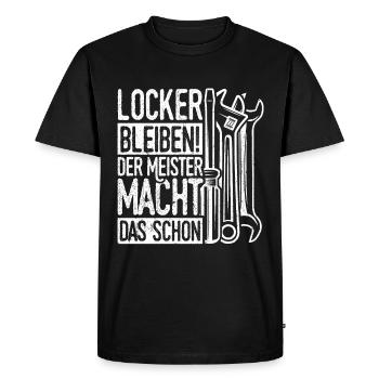 Stay relaxed The master does it already handwrights - Men's Premium Organic T-Shirt - black - Front - Nico (187cm)