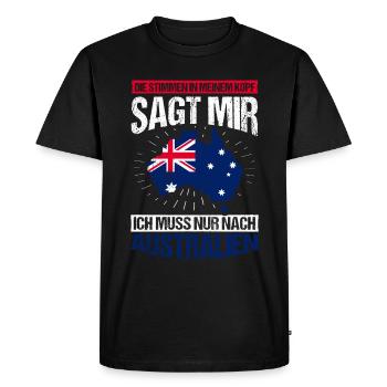La voix dans ma tête me dit que je dois aller à Austr - T-shirt Premium bio Homme - noir - Devant - Nico (187cm)
