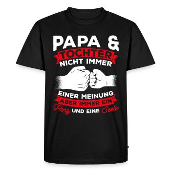 Fête des pères Papa Père Fille Famille Papa préféré - T-shirt Premium bio Homme - noir - Devant - Nico (187cm)