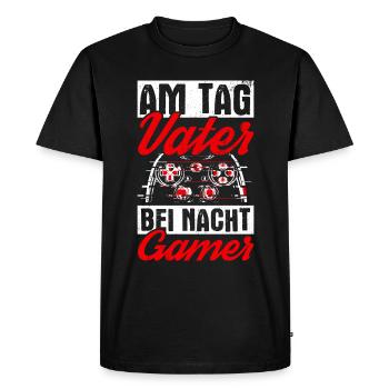 Day Dad By Night Gamer Gaming Favorite Dad - Men's Premium Organic T-Shirt - black - Front - Nico (187cm)