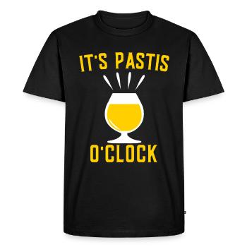 Humour Pastis | It's Pastis O'clock - T-shirt Premium bio Homme - noir - Devant - Nico (187cm)