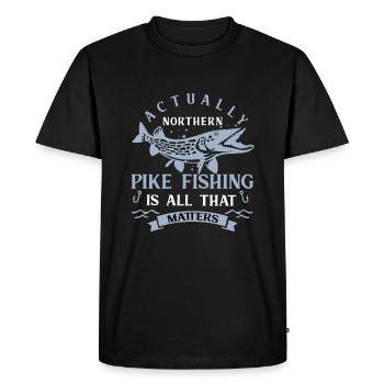 fishing, pike, northern, - Men's Premium Organic T-Shirt - black - Front - Nico (187cm)