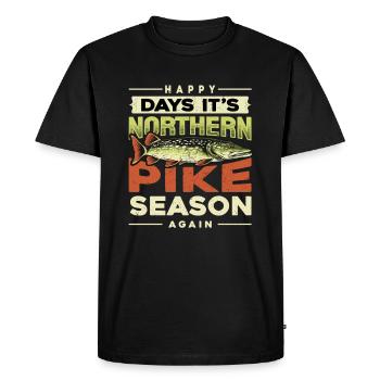fishing, pike, northern, - Men's Premium Organic T-Shirt - black - Front - Nico (187cm)