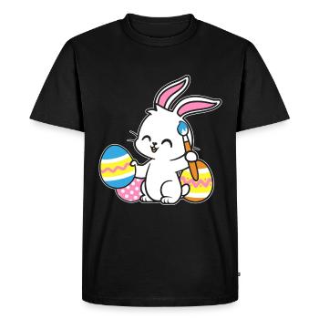Lapin de Pâques peint oeuf de Pâques peinture chasse aux oeufs - T-shirt Premium bio Homme - noir - Devant - Nico (187cm)