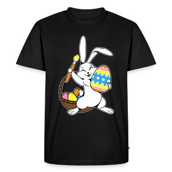 Lapin de Pâques peint Oeuf de Pâques Peinture - T-shirt Premium bio Homme - noir - Devant - Nico (187cm)