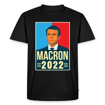 Emmanuel Macron Président de la république 2022 - T-shirt Premium bio Homme - noir - Devant - Nico (187cm)