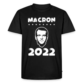 Emmanuel Macron Président de la république 2022 - T-shirt Premium bio Homme - noir - Devant - Nico (187cm)