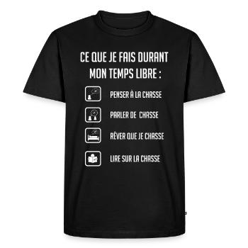 Chasseur accro amoureux chasse temps libre loisirs - T-shirt Premium bio Homme - noir - Devant - Nico (187cm)