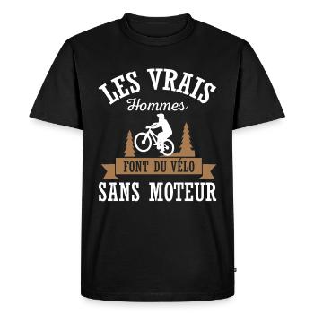 Les vrais hommes font du vélo sans moteur cycliste - T-shirt Premium bio Homme - noir - Devant - Nico (187cm)