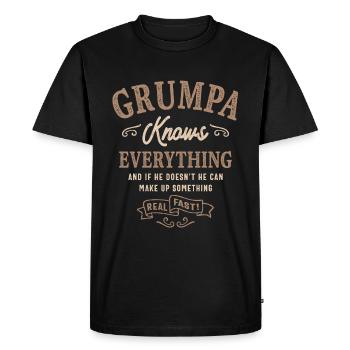 Mens Grumpa Knows Everything Funny Father's Day - Men's Premium Organic T-Shirt - black - Front - Nico (187cm)