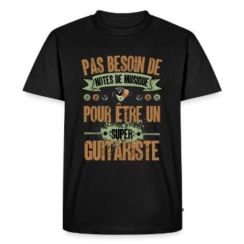 cadeau pour guitariste guitare note corde - T-shirt Premium bio Homme - noir - Devant - Nico (187cm)