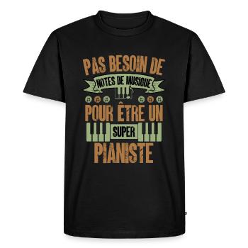 touches piano vintage cadeau pianiste - T-shirt Premium bio Homme - noir - Devant - Nico (187cm)