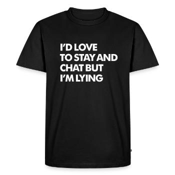 J’adorerais rester et discuter mais je mens drôle - T-shirt Premium bio Homme - noir - Devant - Nico (187cm)