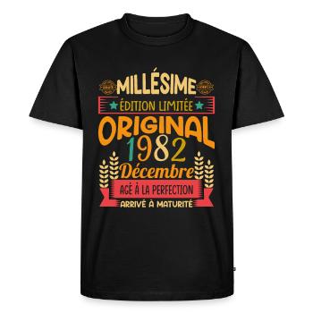Millésime Né(e)Décembre 1982 Cadeau Anniversaire - T-shirt Premium bio Homme - noir - Devant - Nico (187cm)