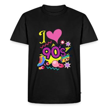 Colorful nineties design - Men's Premium Organic T-Shirt - black - Front - Nico (187cm)