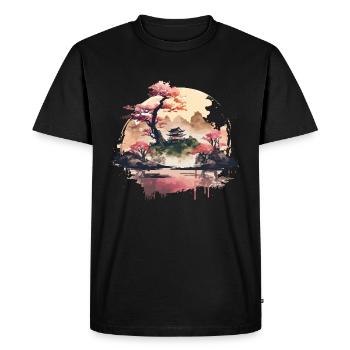 Japanese Landscape - Men's Premium Organic T-Shirt - black - Front - Nico (187cm)