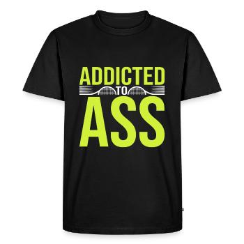 Tennis Dicton accro au cul pour joueur de tennis - T-shirt Premium bio Homme - noir - Devant - Nico (187cm)