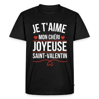 je t'aime mon chéri joyeuse saint valentin - T-shirt Premium bio Homme - noir - Devant - Nico (187cm)
