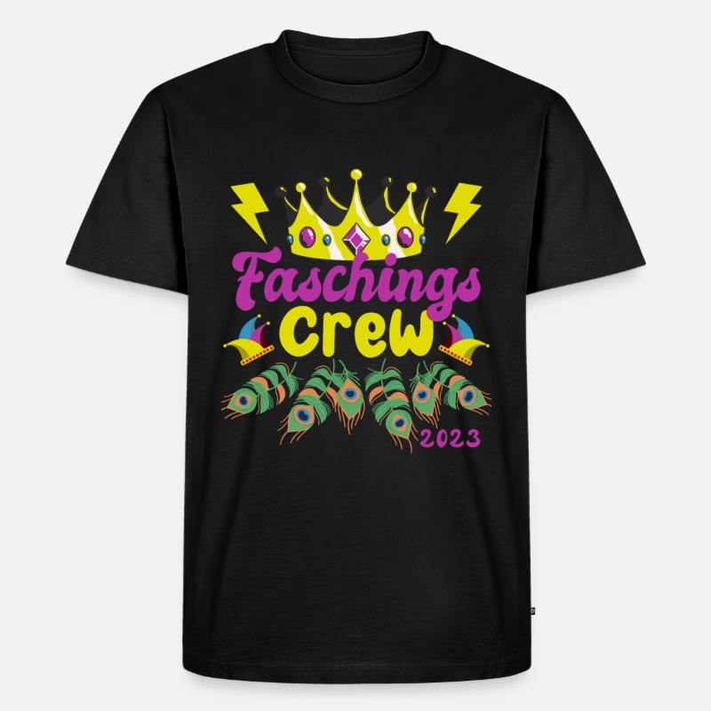 Faschings Crew | Krone & Pfau - Männer Premium Bio T-Shirt - Schwarz
