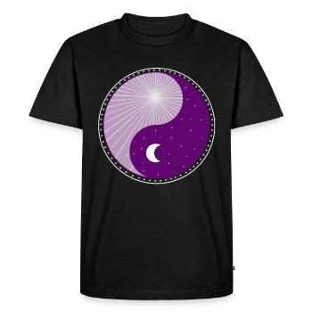 Yin Yang - Jour Nuit - Graphisme - Soleil - Lune - T-shirt Premium bio Homme - noir - Devant - Nico (187cm)