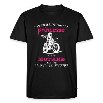 C'est compliqué d'être une Princesse et une motard - T-shirt Premium bio Homme - noir - Devant - Nico (187cm)