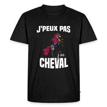 Je Peux Pas J'ai Cheval Cadeau Fleuri - T-shirt Premium bio Homme - noir - Devant - Nico (187cm)