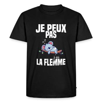 Je Peux Pas J'ai La Flemme - T-shirt Premium bio Homme - noir - Devant - Nico (187cm)