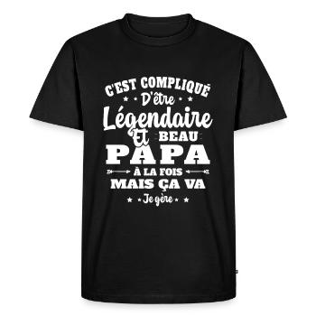Légendaire et Beau Papa Cadeau Papa de l'année - T-shirt Premium bio Homme - noir - Devant - Nico (187cm)