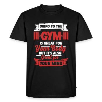 Entraînement Musculation Fitness Bodybuilder Dumbbell Gym - T-shirt Premium bio Homme - noir - Devant - Nico (187cm)