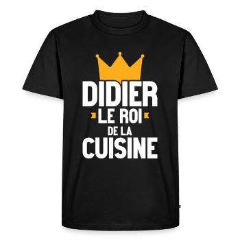 Didier Le Roi De La Cuisine | Cuisinier Passion - T-shirt Premium bio Homme - noir - Devant - Nico (187cm)