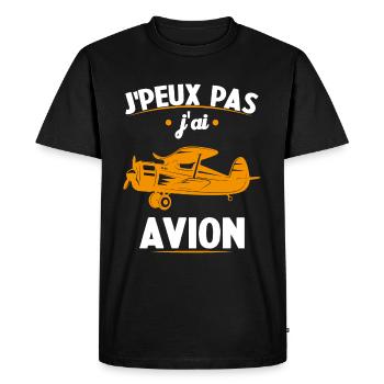 Je Peux Pas J ai Avion - T-shirt Premium bio Homme - noir - Devant - Nico (187cm)
