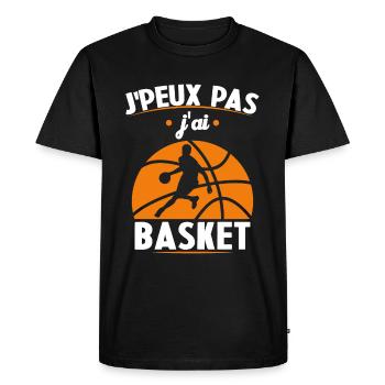 J'peux pas j'ai basket - T-shirt Premium bio Homme - noir - Devant - Nico (187cm)