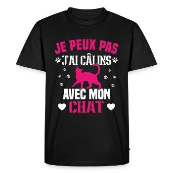 I can't cuddle with my cat humor cat - Men's Premium Organic T-Shirt - black - Front - Nico (187cm)