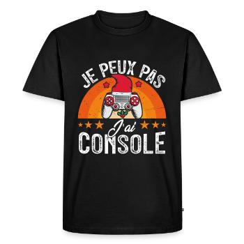 Je peux pas j ai console - T-shirt Premium bio Homme - noir - Devant - Nico (187cm)