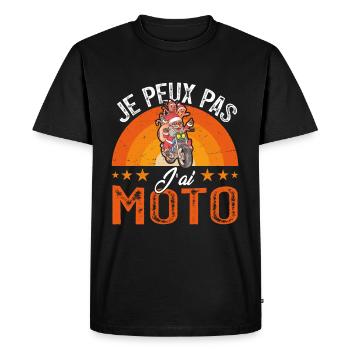 Je peux pas j ai moto - T-shirt Premium bio Homme - noir - Devant - Nico (187cm)