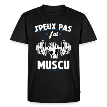 je peux pas j ai muscu - T-shirt Premium bio Homme - noir - Devant - Nico (187cm)