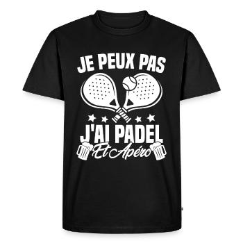 Je peux pas j'ai padel et apéro Padeliste Cadeau - T-shirt Premium bio Homme - noir - Devant - Nico (187cm)
