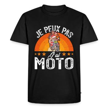 Je peux pas j ai moto - T-shirt Premium bio Homme - noir - Devant - Nico (187cm)