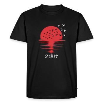 Japanese Sunset Birds Silhouette - Men's Premium Organic T-Shirt - black - Front - Nico (187cm)