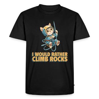 I would rather climb rocks rock climbing cat - Men's Premium Organic T-Shirt - black - Front - Nico (187cm)