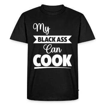 Mon cul noir sait cuisiner - T-shirt Premium bio Homme - noir - Devant - Nico (187cm)