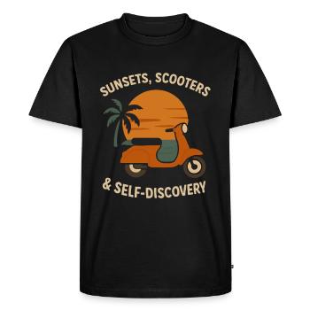 Sunsets, scooters & self-discovery - Men's Premium Organic T-Shirt - black - Front - Nico (187cm)