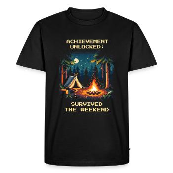 Succès débloqué Week-end de bushcraft Survivant - T-shirt Premium bio Homme - noir - Devant - Nico (187cm)