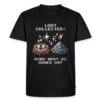 Ramonage butin Nid d’oiseau Cendre Pixel Art - T-shirt Premium bio Homme - noir - Devant - Nico (187cm)