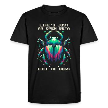 Bug Life Bêta Bugs Rétro Pixel Art Humour Jeux - T-shirt Premium bio Homme - noir - Devant - Nico (187cm)