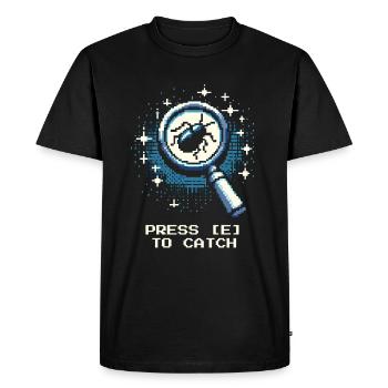 Catch Action Button Gaming Retro Pixel Entomology - Men's Premium Organic T-Shirt - black - Front - Nico (187cm)
