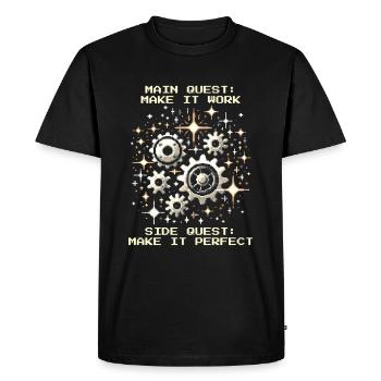 Main Quest Precision Mechanics Perfect Pixel - Men's Premium Organic T-Shirt - black - Front - Nico (187cm)