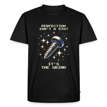 Perfection Grind Precision Precision Mechanics Patience RPG - Men's Premium Organic T-Shirt - black - Front - Nico (187cm)