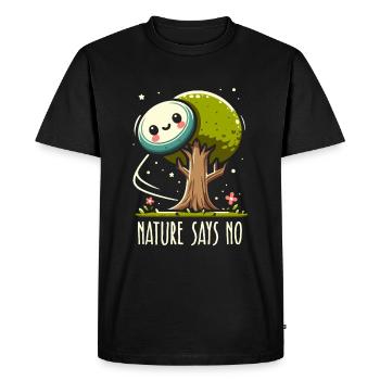 Nature Says No | Disc Golf Tree Frustration Throw - Men's Premium Organic T-Shirt - black - Front - Nico (187cm)