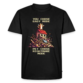 Niveau de l’abri : Cauchemar | Médiation - T-shirt Premium bio Homme - noir - Devant - Nico (187cm)
